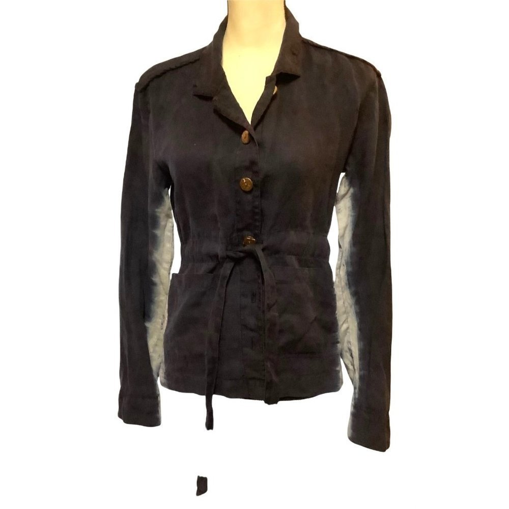 Red Haute Braided Navy and White Tie Dye Jacket -- SMALL